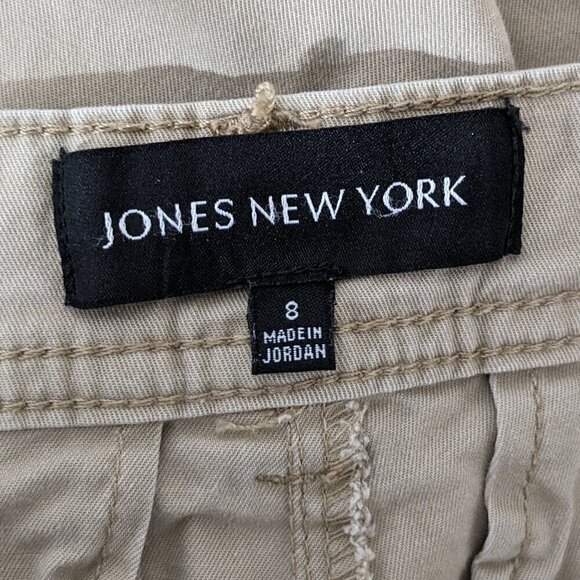 Women's JONES NEW YORK, Casual Khaki, Mid Rise Zip Pants; Size 8 - Picture 3 of 5